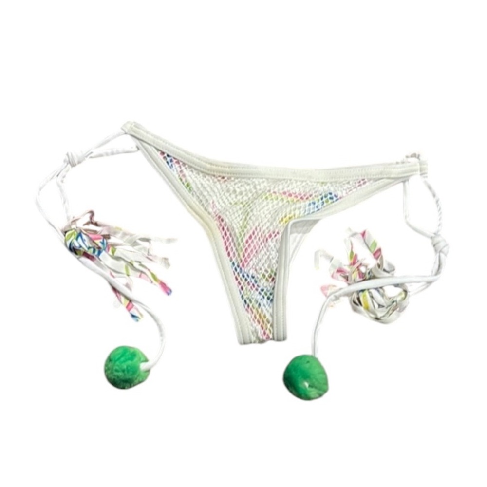 Lychee Swimwear White Multi Color Bikini Bottoms